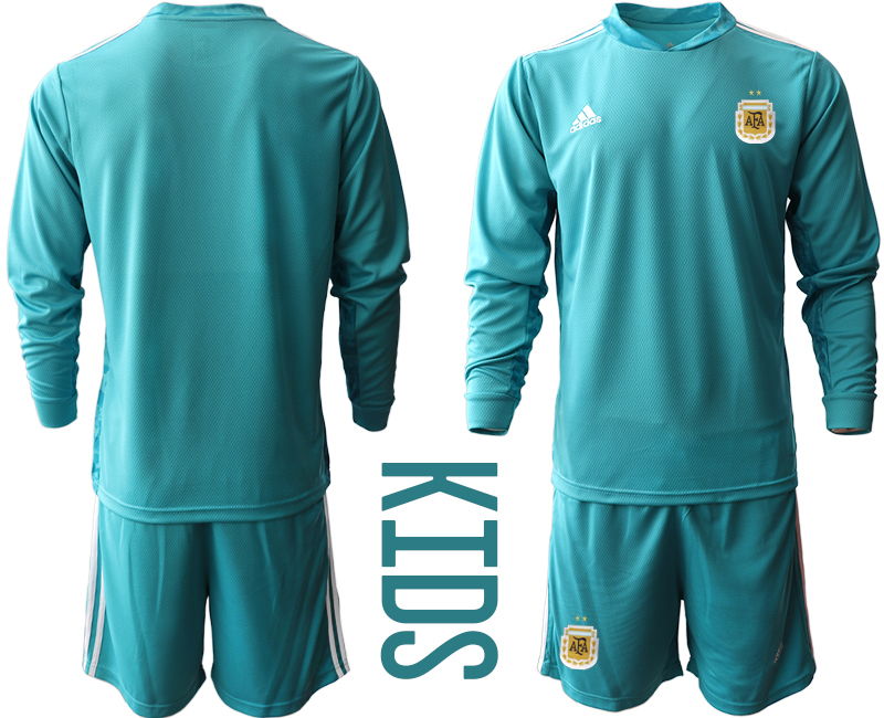 Youth 2020-2021 Season National team Argentina goalkeeper Long sleeve blue Soccer Jersey